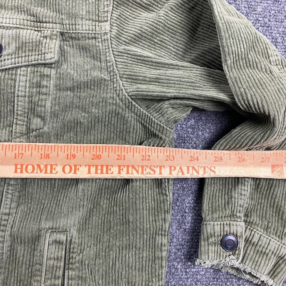 Zara Jacket Womens Small Corduroy Green Trucker Front Pockets‎ Outerwear Frayed - Picture 4 of 10